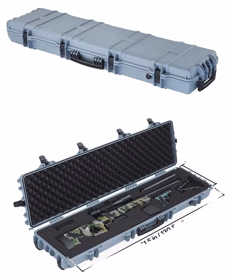 Custodia per fucili, impermeabile (grado IP67), approvata TSA, grigia, dimensioni 54,3 x 15,1 pollici