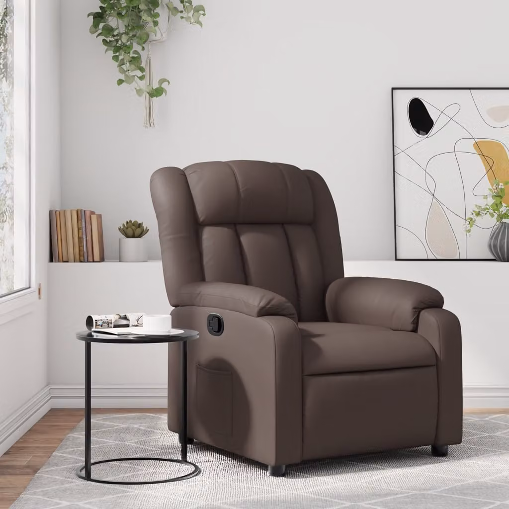Poltrona Reclinabile Relax vidaXL in Similpelle Marrone con Braccioli e Meccanismo Manuale