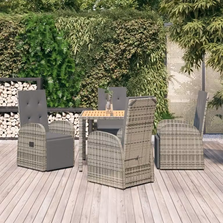 Maison Exclusive - Set da pranzo da giardino 5 pezzi con cuscini grigio in polyrattan