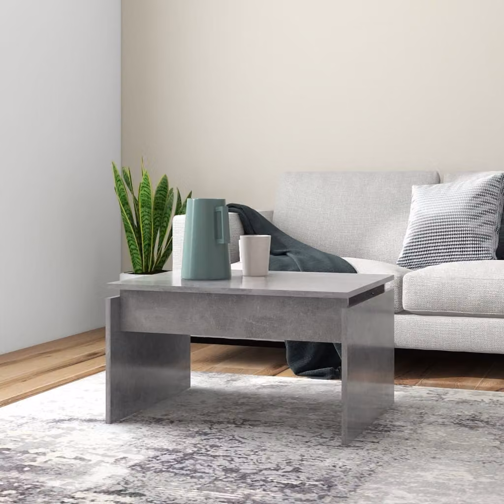 The Living Store tavolino in cemento grigio 68x50x38 cm materiale a base di legno