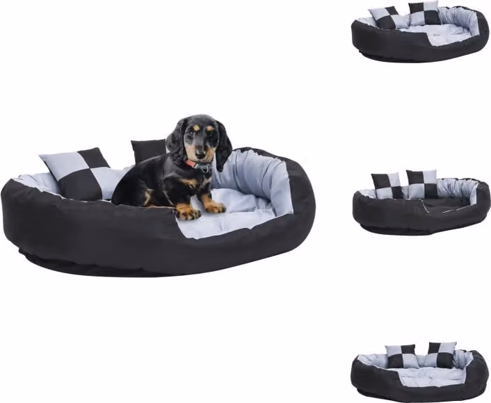vidaXL Cuscino per cani reversibile e lavabile Grigio e nero 110x80x23 cm - Letti per cani