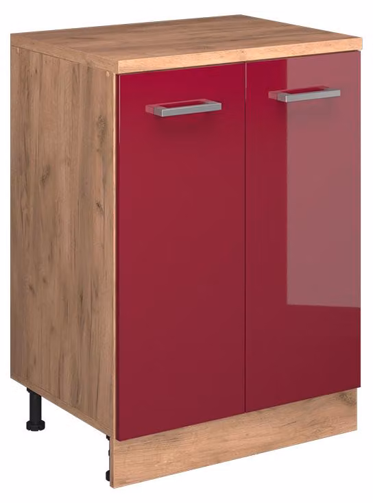 Mobile cucina sottotetto Vicco R-Line Rosso lucido 60 cm senza inclinazione con 2 ante, Model 61761