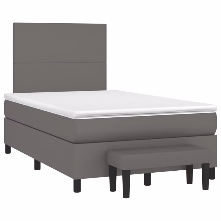 vidaXL Giroletto a Molle con Materasso in Similpelle Grigio e Bianco L/P/H: 120 x 200 cm