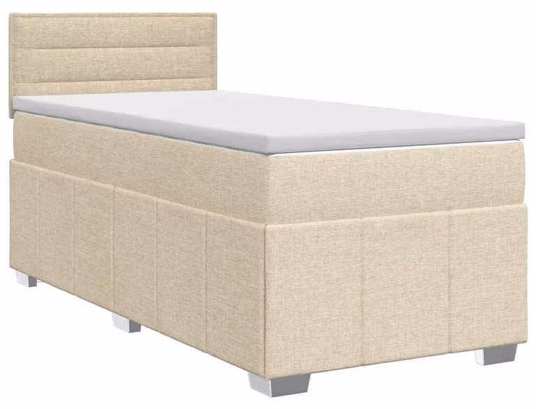 vidaXL Letto a molle insacchettate con materasso e testata crema 90 x 200 cm in tessuto