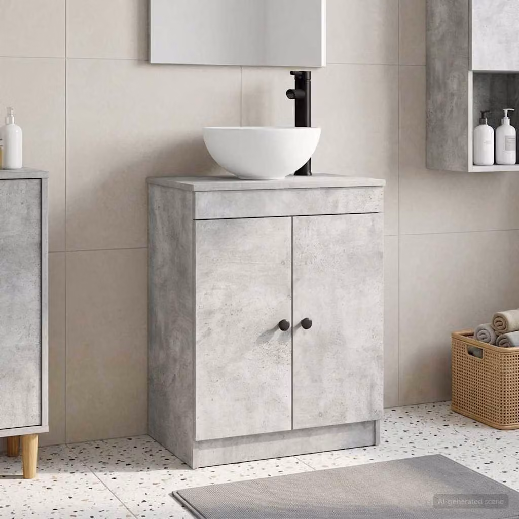 Mobile da bagno con lavabo vidaXL moderno in grigio e nero L: 54 cm, P: 35 cm, H: 83 cm