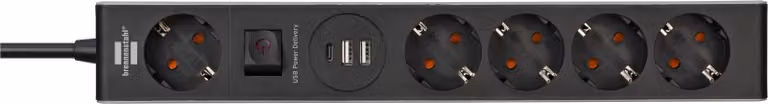 brennenstuhl® 1159780615 Presa multipla - 5 vie, 1,5 m, nero, 1x perm., 4 On/Off, 2x USB, 1x USB C PD