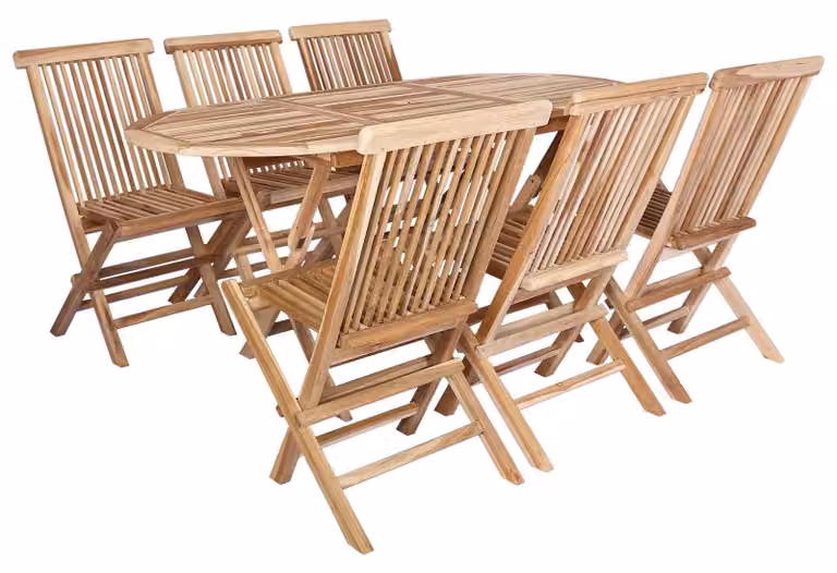 Set di mobili da giardino, 7 pezzi, in legno massello di teak naturale