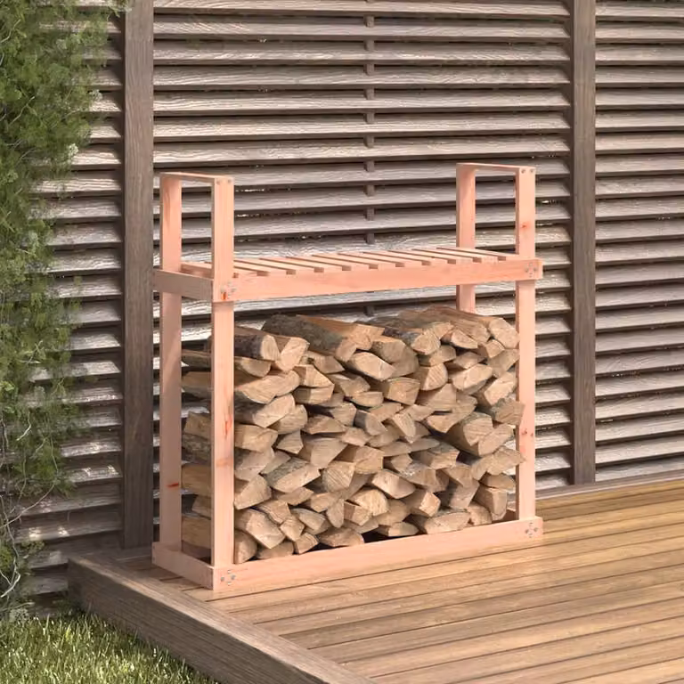 vidaXL Mobiletto Portalegna in Legno Massello di Douglas, Marrone, L 110 cm x P 35 cm x H 108,5 cm