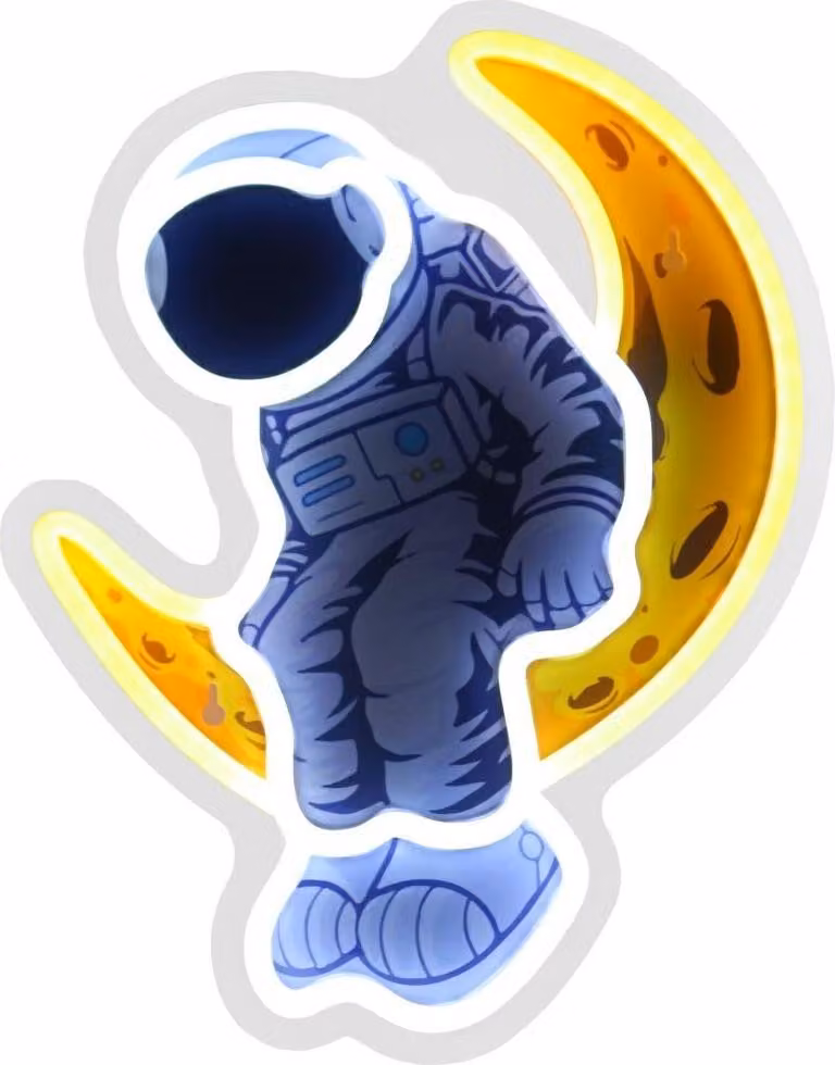 Neon Beline Light Astronauta sulla Luna