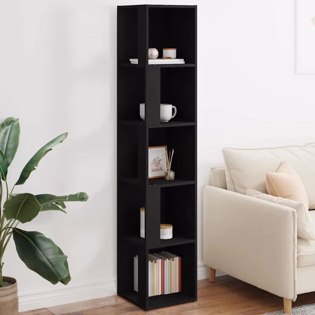 Armadietto d'angolo vidaXL in legno MDF Nero moderno L/P/H: 33 x 33 x 165 cm