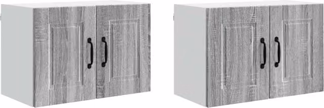 Set di 2 armadietti da cucina a parete moderni stoccaggio efficiente 60 x 31 x 40 cm in legno multistrato grigio sonoma 02_0054273