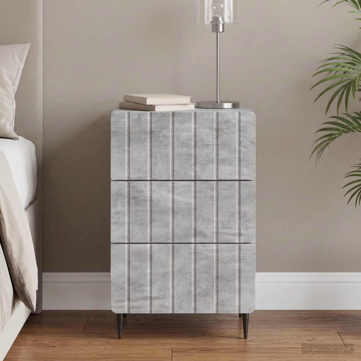 Armadio da notte con cassetto vidaXL in stile moderno, colore Grigio, L 43 cm x P 41 cm x H 68 cm