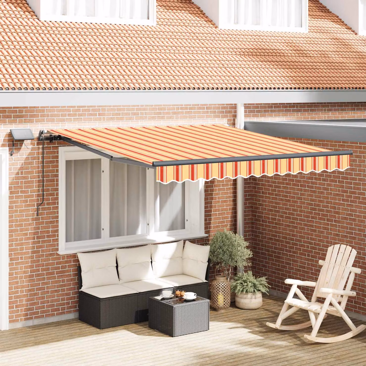 vidaXL Tenda retrattile in poliestere e alluminio, Giallo e Arancione, L: 350 cm x P: 250 cm