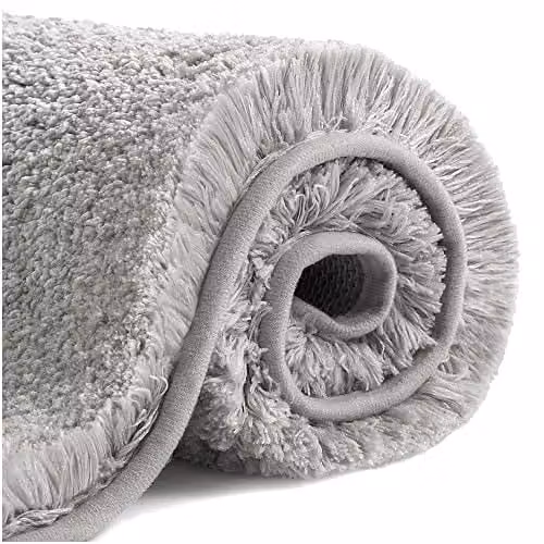 VANZAVANZU Tappetino da Bagno Antiscivolo Tappeto da Bagno Assorbente Addensato Tappeti da Bagno Ultra Morbido Bath Mat Soffice Microfibra Tappeti per il Bagno Eleganti 50 x 80cm (Grigio Chiaro)