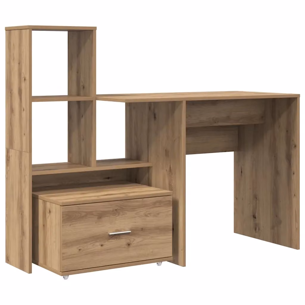 Scrivania minimalista vidaXL in legno laminato MDF color rovere e marrone L: 131,5 cm, P: 50 cm, H: 75 cm – 2