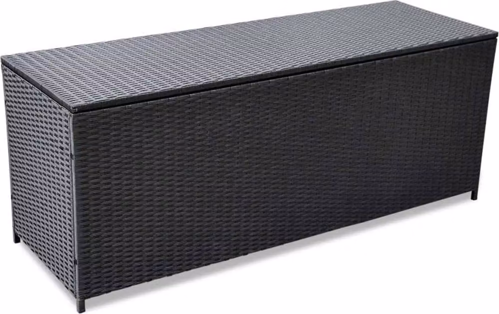 vidaXL Scatola portaoggetti da giardino nera 150x50x60 cm Poly Rattan - Scatola portaoggetti da giardino - Scatola portaoggetti - Scatole portaoggetti