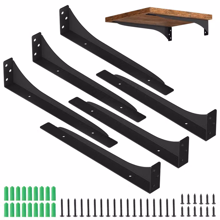Solidchoice - Set di 3 supporti angolari, colore nero, 20 cm