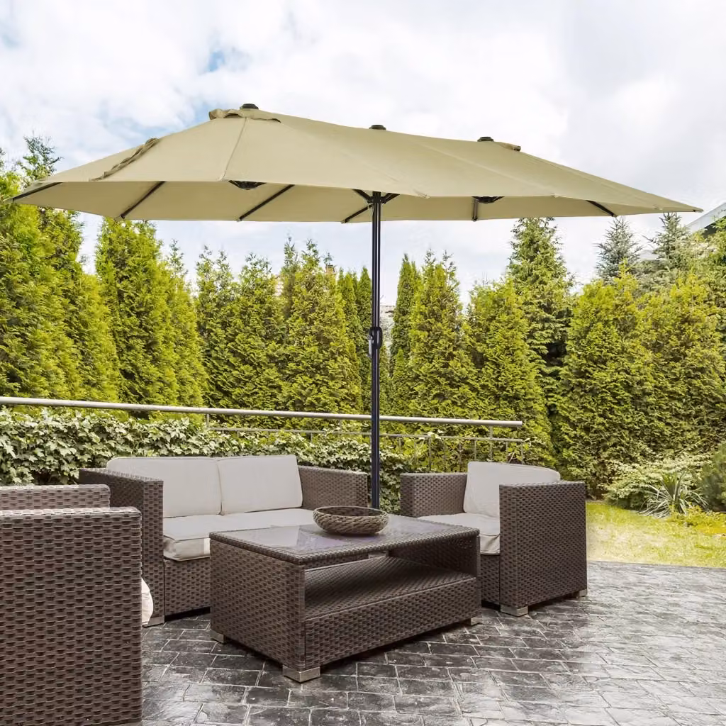 Ombrellone da Giardino Doppio Tetto Roland GIORDANOSHOP Beige L: 460 cm, H: 270 cm – 2