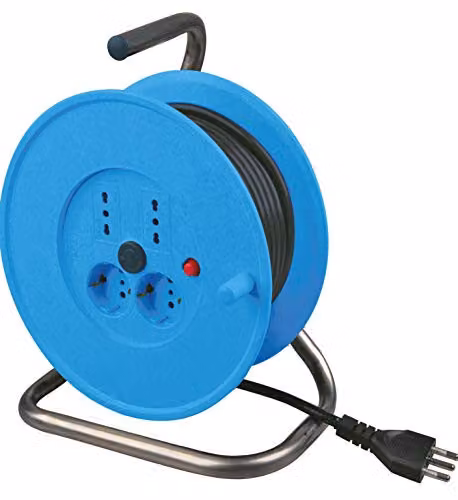 Poly Pool Avvolgicavo 25 m Blu con Prese Bivalenti e Spina 16 A