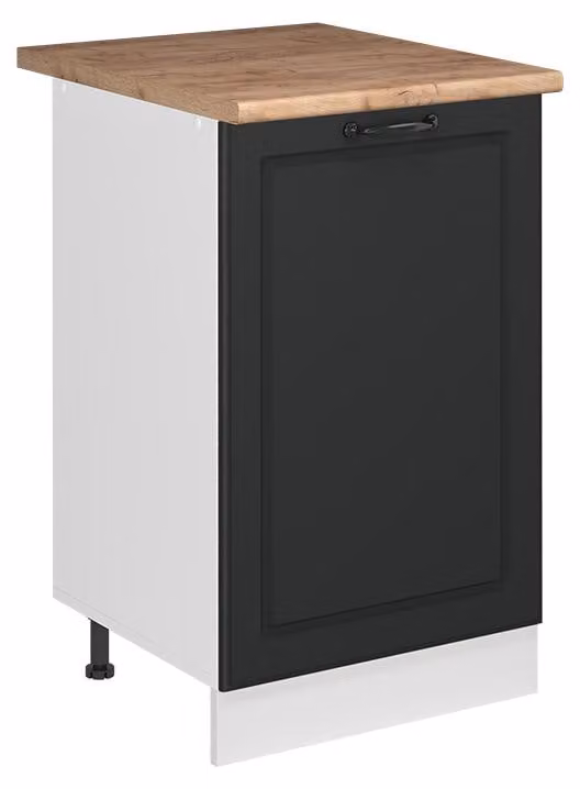 Mobiletto base cucina Vicco R-Line Antracite country/Bianco 50 cm piano di lavoro Rovere dorato, Model 70117