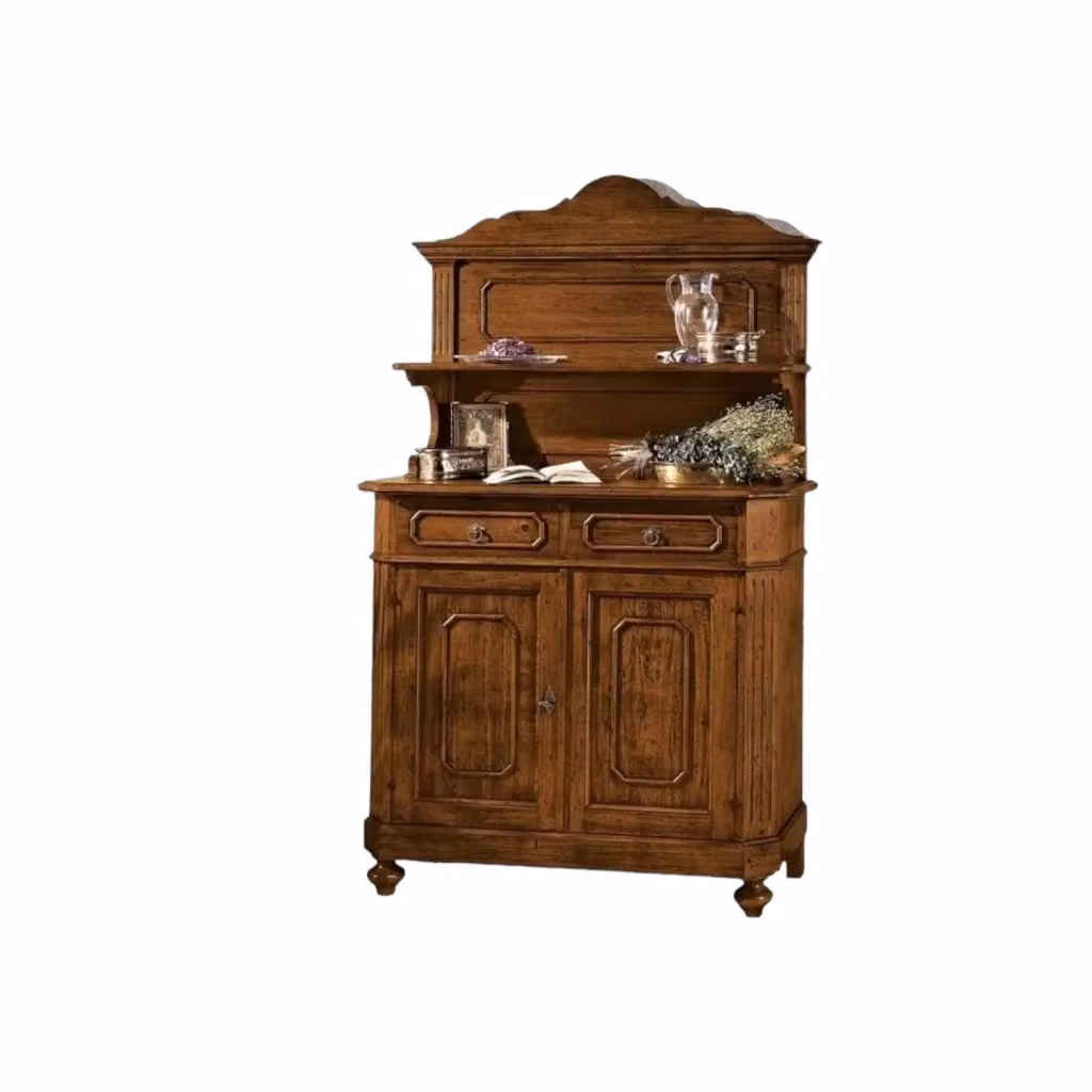 Madia credenza piattaia in legno stile arte povera tinta noce Mobili 2G L: 121 cm, P: 51 cm, H: 112 cm – 2