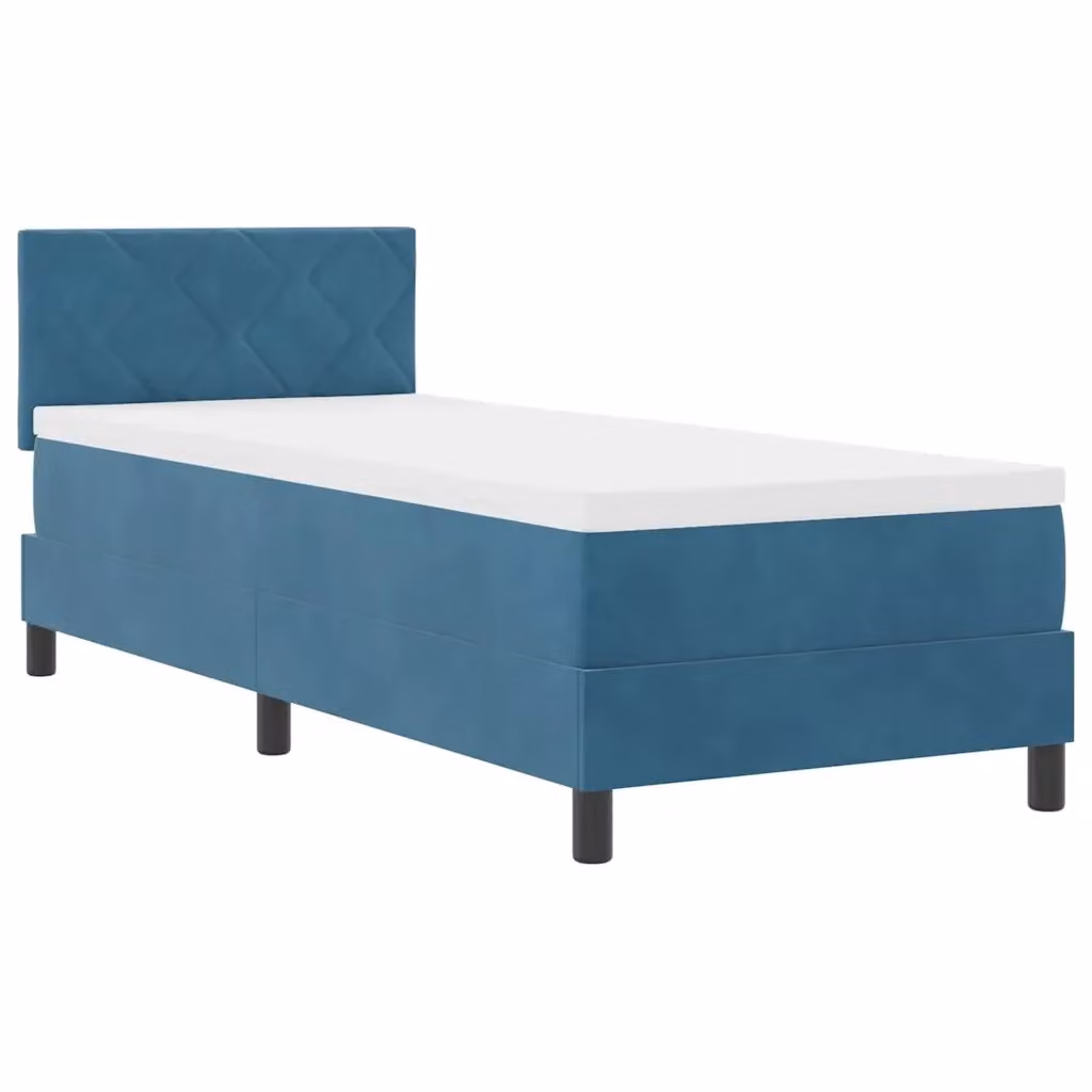 Letto a molla con illuminazione LED vidaXL in velluto blu, L 80 x P 200 cm – 2