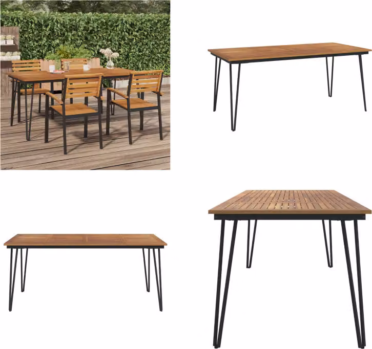 vidaXL Tavolo da giardino gambe a forcina 180x90x75 cm in legno massiccio di acacia - Tavolo da giardino - Tavoli da giardino - Tavolo da esterno - Tavolo da patio