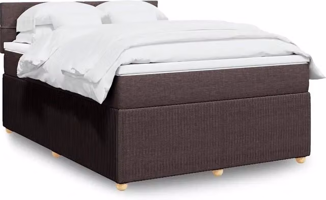 Letto con Giroletto a Molle e Materasso Ibrido vidaXL, Marrone e Bianco, L/P/H: 140 x 190 x 100,5 cm