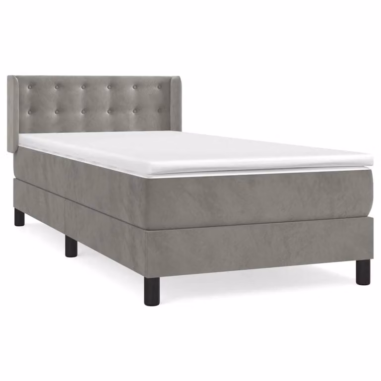 Giroletto a Molle con Materasso Grigio Chiaro 90x200 cm Velluto
