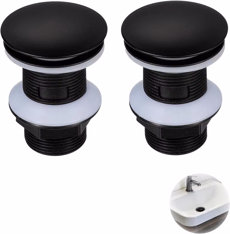 Kit di scarico pop-up per lavabo e lavandino senza troppofilo - Set di 2 - Installazione semplice e veloce