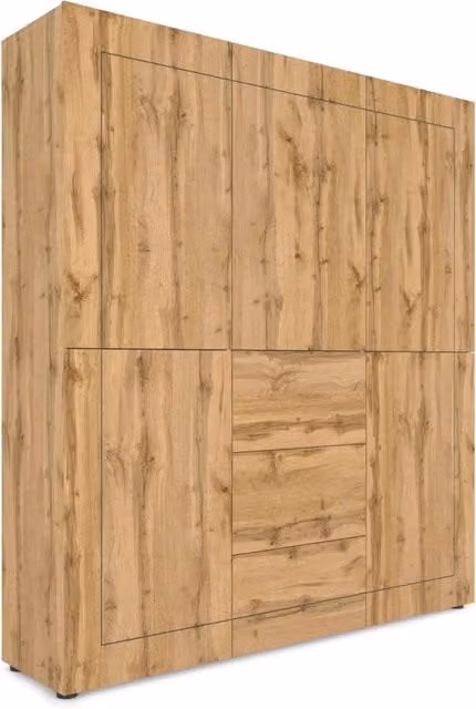 Credenza Alta 5 Ante e 3 Cassetti 150x35x165 cm Elios Quercia Natura