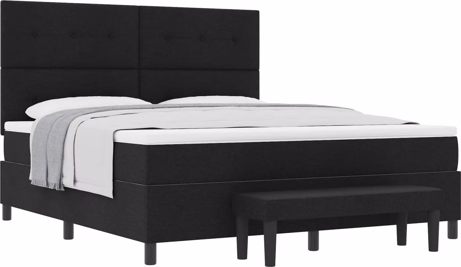Letto a molle con materasso Nero 180 x 200 cm Tessuto