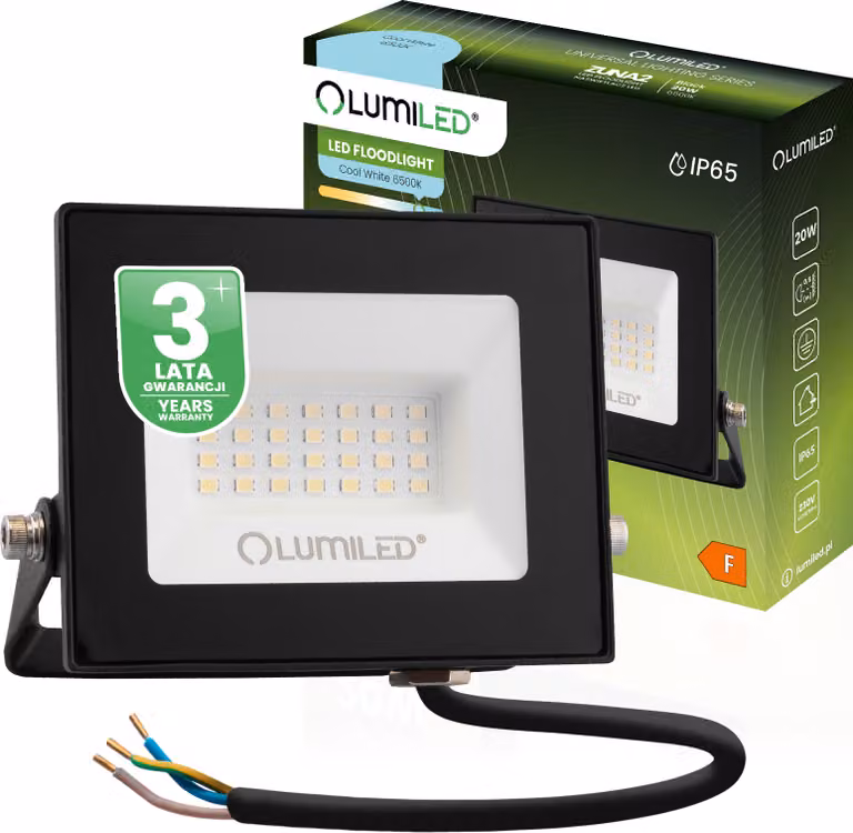 LUMILED Faretto LED 20W super luminoso per esterno 1800Lm Proiettore LED per esterno IP65 impermeabile 6500K bianco freddo Proiettore proiettore nero Faretti per proiettori
