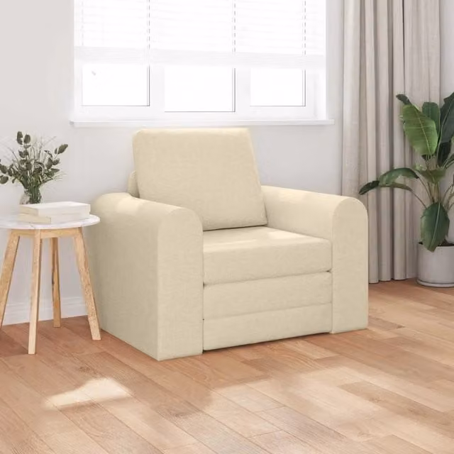 Divano letto vidaXL beige in tessuto con struttura in metallo e composito L: 98 cm, P: 71 cm, H: 83 cm