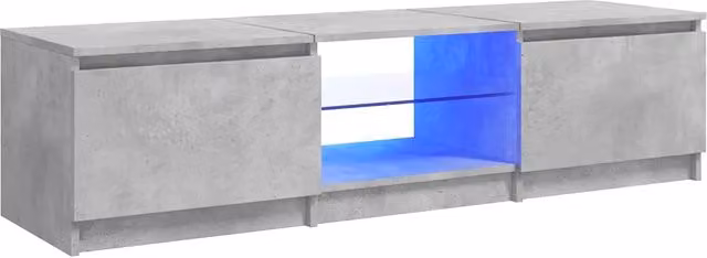 Mobile TV moderno DESIGN IN con luci LED integrate, finitura grigio cemento opaco, in legno e vetro, L 140 cm x P 40 cm x H 36 cm