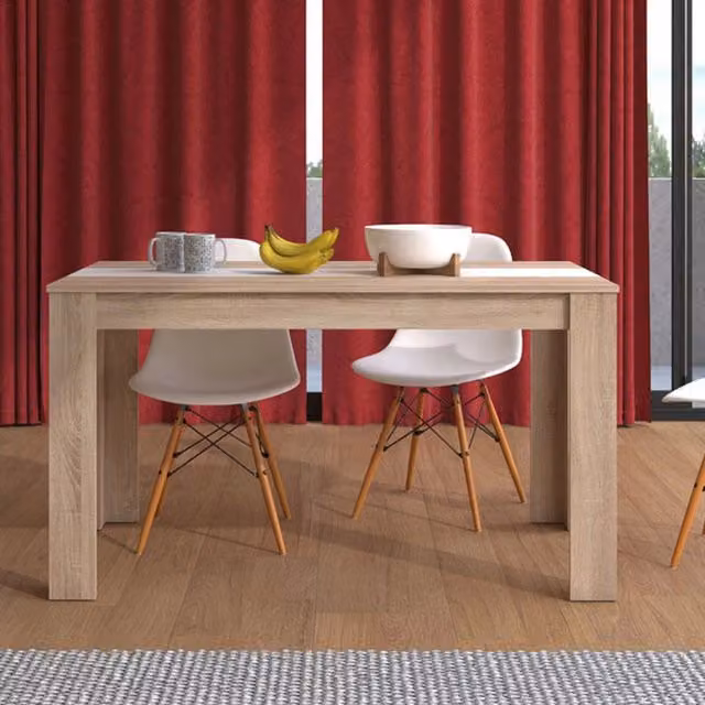 Tavolo fisso Simala DMORA per 6 persone, rettangolare, Marrone Rovere e Bianco, L: 150 cm, P: 81 cm, H: 74,5 cm – 1