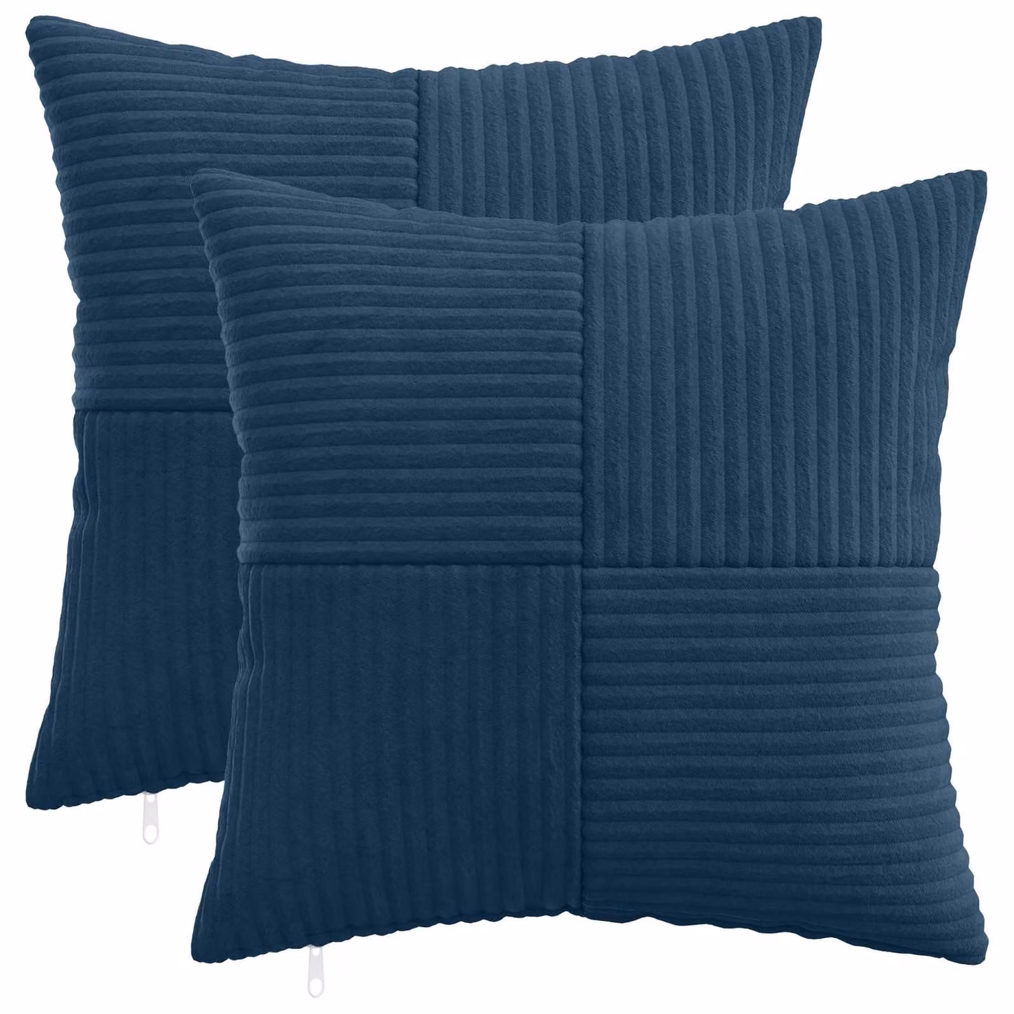 Set di 2 federe vidaXL ALMELO in velluto a coste blu navy, L/P: 40 x 40 cm