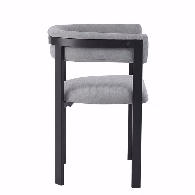 Set di 2 sedie da pranzo OKWISH in stile moderno con rivestimento in tessuto grigio e struttura in metallo opaco
