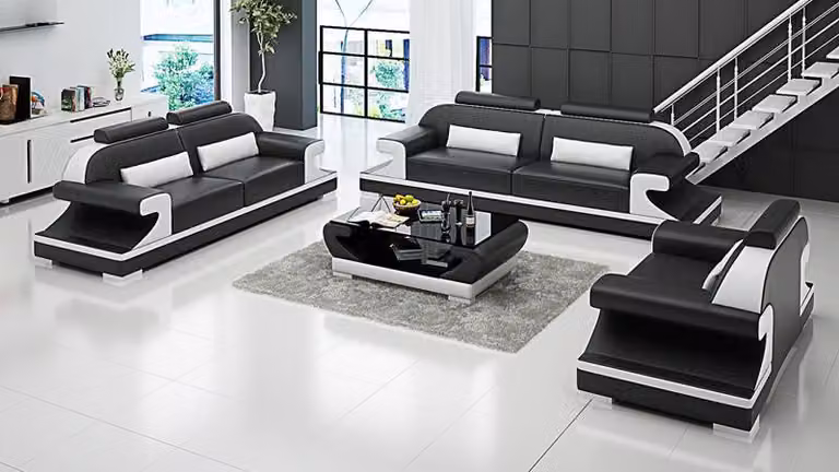 Ledersofa Couch Wohnlandschaft 3+2+1 Sitzer Garnitur Sofagarnitur Sofa G8021D