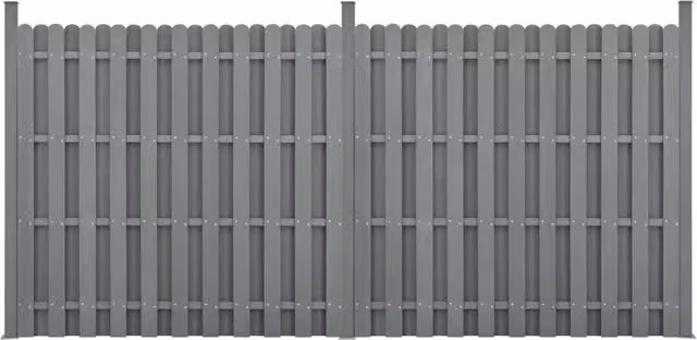 Recinzione in WPC per Giardino Staccionata a Doppia Faccia Steccato Alto 185 cm Lungo 376 cm Grigio NEU.HOLZ