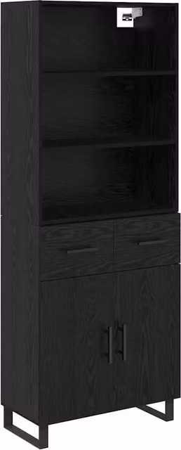 Credenza 2 pz | Madia | Buffet da pranzo | Armadio da pranzo Rovere Nero 69,5 x 34 x 180 cm Legno multistrato