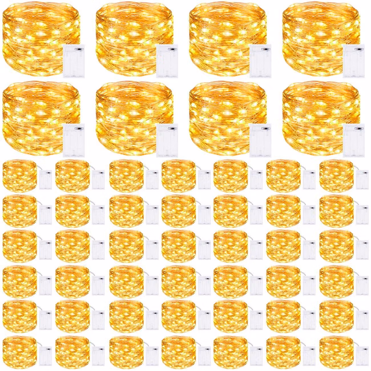 Catena luminosa a LED, 50 micro-LED, 5 metri, alimentata a batteria, filo di rame, impermeabile