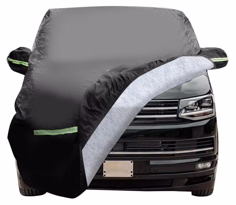 Copertura per auto in tessuto Oxford 210D, adatta per VW T4 dal 1995 al 2004. Impermeabile, resistente al vento e con protezione UV. Dimensioni: 470x185x195 cm