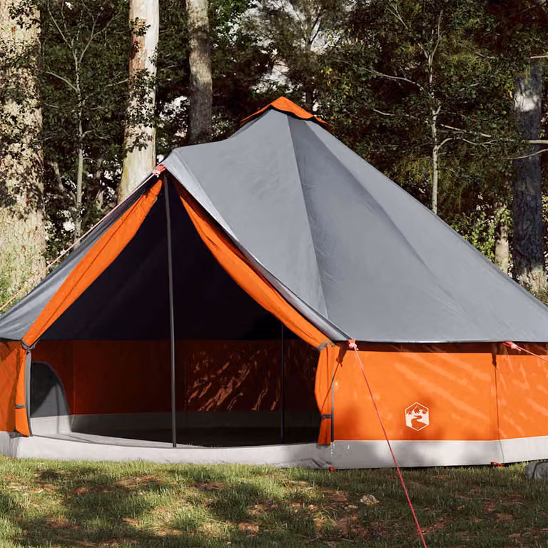 Tenda Familiare Impermeabile vidaXL per 12 Persone Grigia e Arancione