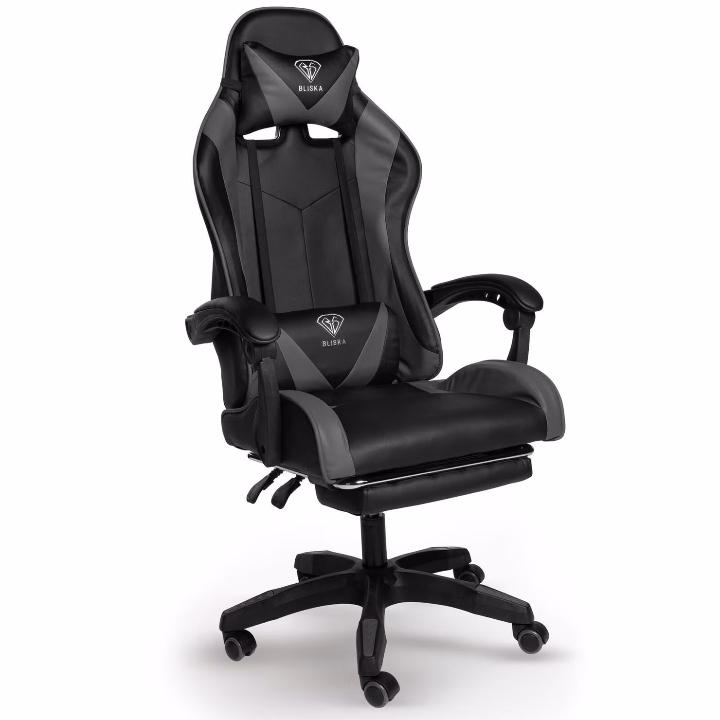 Poltrona direzionale, sedia da ufficio, sedia da gaming, sedia da ufficio sportiva, colore: nero/grigio