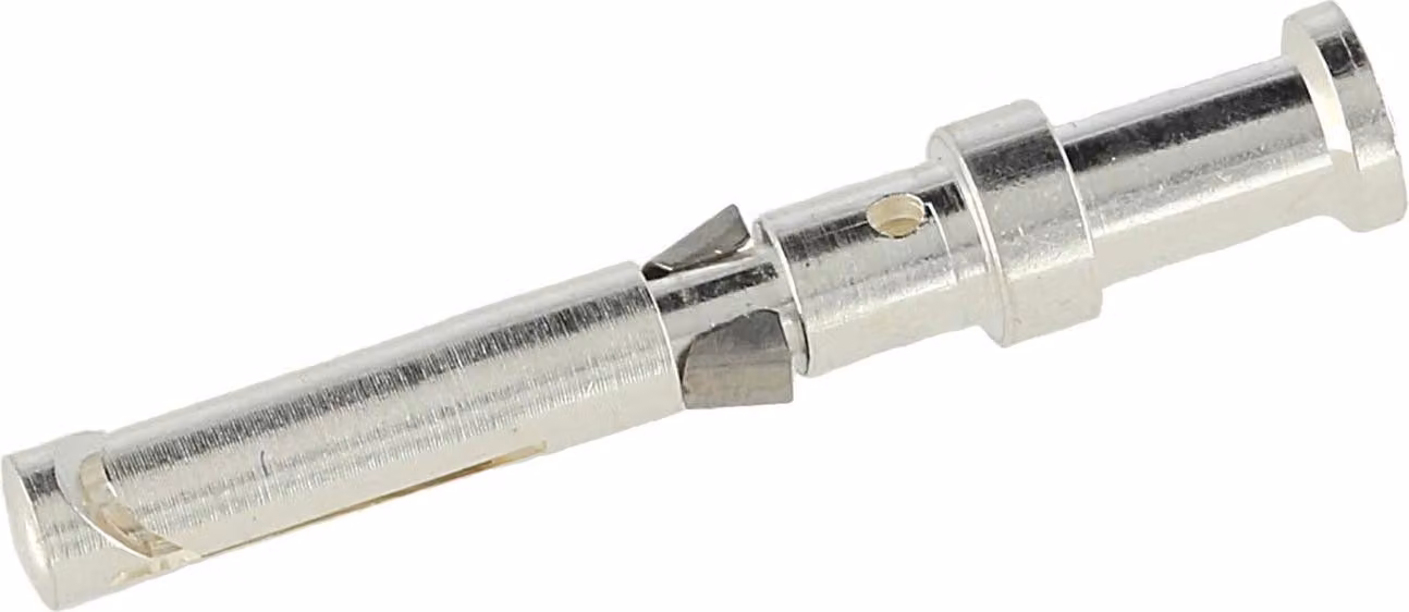 Connettore a crimpare HARTING D, connettore femmina (F), sezione 0,75 mm², AWG18, argento, 1 pezzo. Materiale: lega di rame. Quantità: 1 pezzo