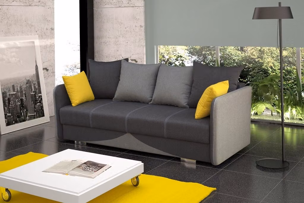 Textil Polster Stoff Garnitur Bettfunktion Schlafsofa 3 Sitz Sofa Couch