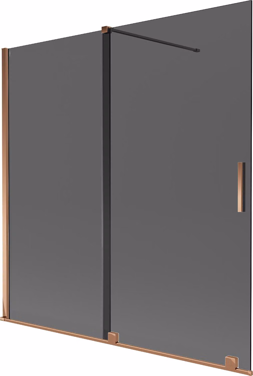 Mexen Velar parete doccia 2 ante scorrevoli 160 x 150 cm, grafite, oro rosa - 896-160-000-41-60