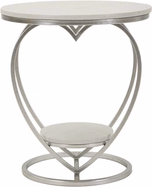 Tavolino rotondo Heart Vikasa Home in ferro argento e marmo bianco L: 40 cm, P: 45,5 cm
