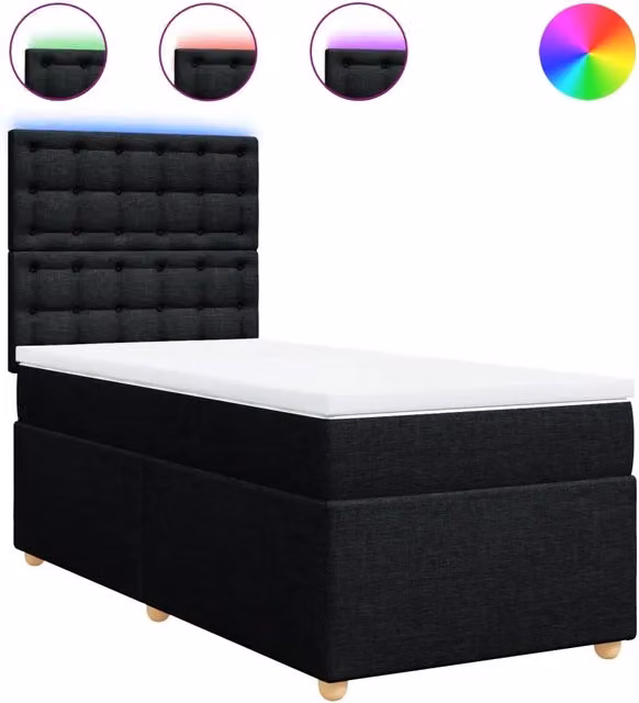 Letto Ibrido Moderno vidaXL con Illuminazione Sotto il Letto e Porta USB, Bianco e Nero, 90 x 190 cm